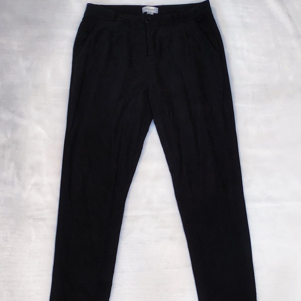 Straight leg slacks.